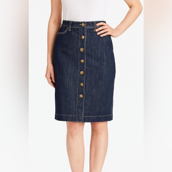 BODEN NWOT Button Front Denim Midi Skirt